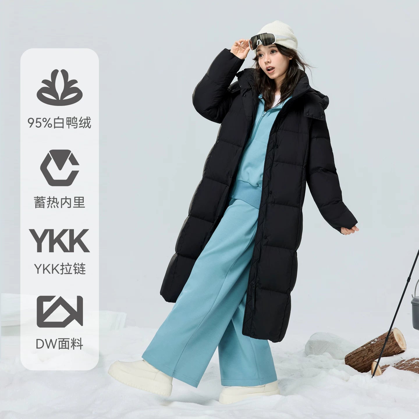 CV凸乆鸟长款羽绒服女过膝2025年冬新款加厚保暖宽松95白鸭绒外套