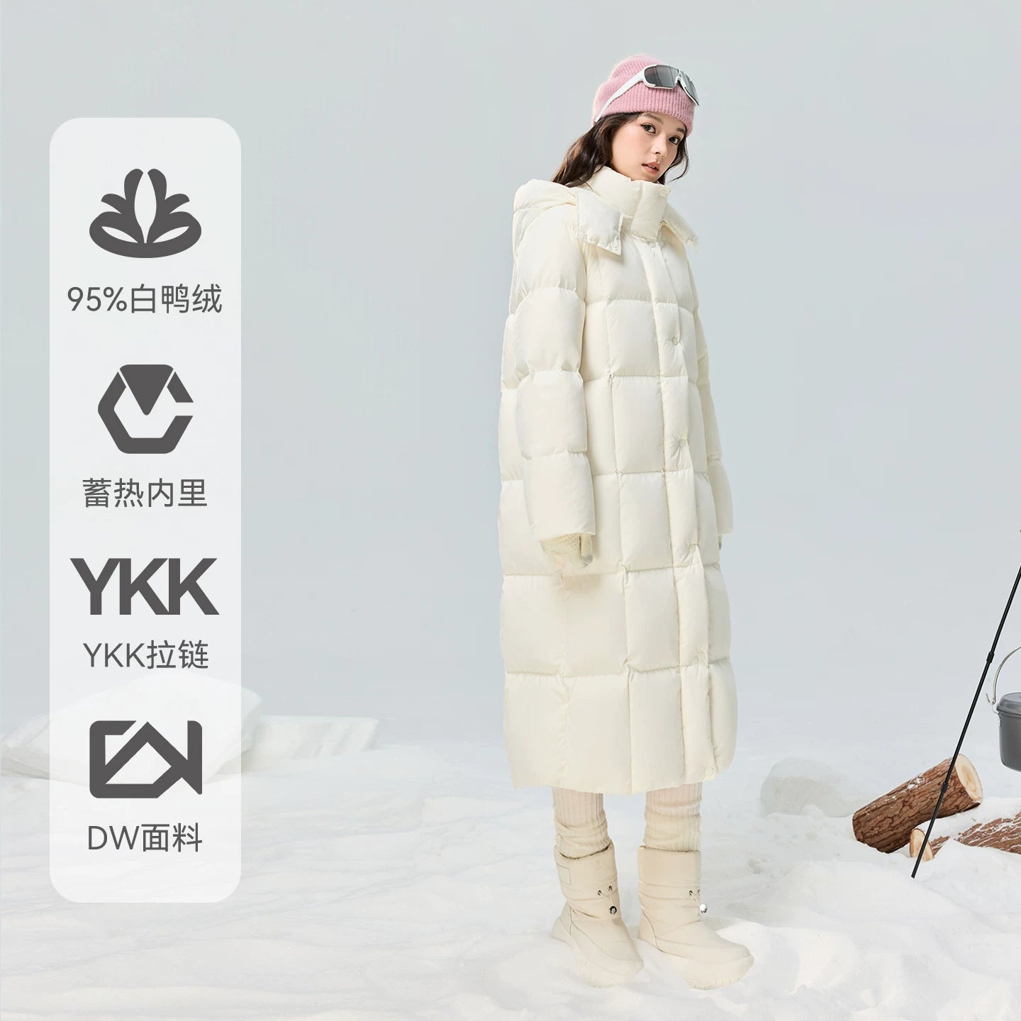 CV凸乆鸟长款羽绒服女过膝2025年冬新款加厚保暖宽松95白鸭绒外套